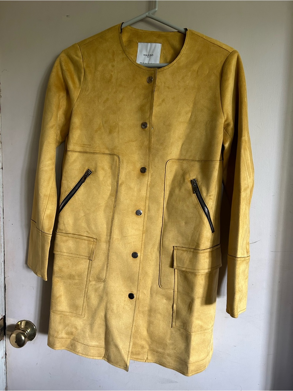 Mango Yellow Suede Long Trench Coat